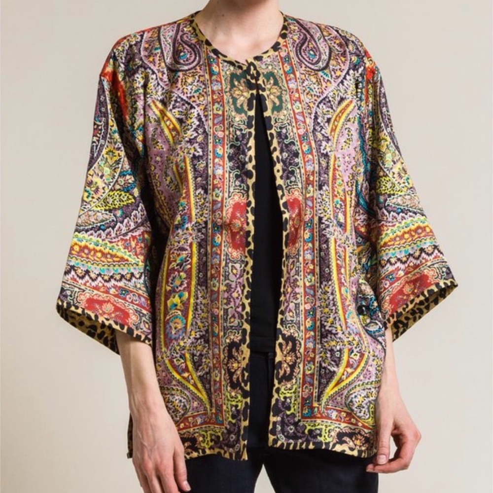 Etro Colorful Reversible Silk Print Jacket M